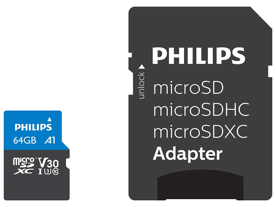 MICRO SDXC U3 PHILIPS 64GB+AD